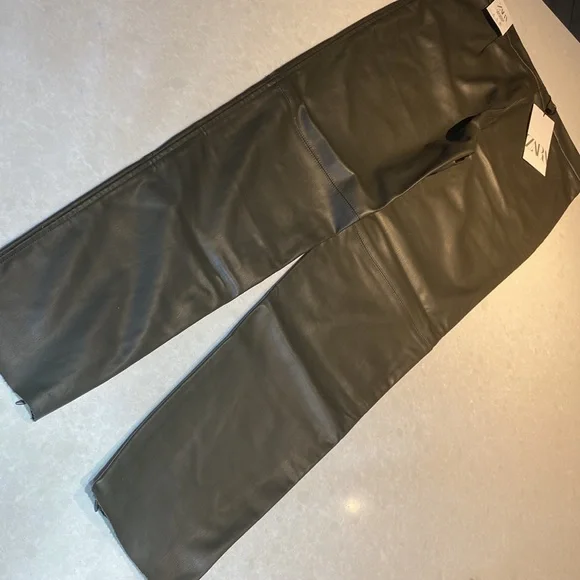 New Zara Forest Green Faux Leather Skinny Legging Pants Size L Wtags green⭐️⭐️⭐️ - Picture 6 of 17